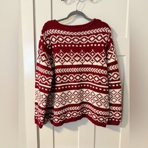 Eddie Bauer Christmas Holiday Winter Cozy Sweater Pullover Red White Womens XL